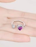 Fine Jewelry Gifts for Women 925 Sterling Silver Natural Gemstone Amethyst Heart Ring