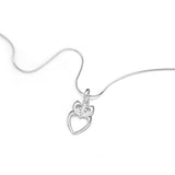 925 Sterling Silver Owl Bird Heart Shaped Charm Pendant Necklace, 18 inches