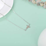 925 Sterling Silver Cross Sideways Necklace Jewelry for Women