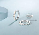 Sterling Silver Opal Hoop Earrings 8 Stones Small Huggie White Opal Dainty Hypoallergenic Earrings Fine Jewelry for Women