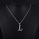 S925 Sterling Silver 26 Initial Letter Pendant Alphabet With CZ Necklace