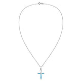 Hieroglyph Eternal Life Cross Turquoise 925 Sterling Silver Pendant Necklace