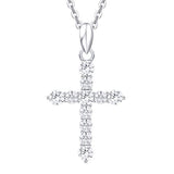  Silver Cubic Zirconia Cross Pendant Necklace