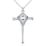 Silver Baseball Mask Cross Necklace