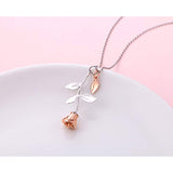 S925 Sterling Silver Rose Flower Pendant Necklace Jewelry for Women