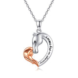 ilver Cute Horse and Rose Gold Plated Girl Love Heart Necklace
