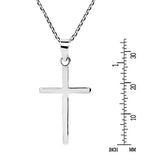 Simple Sleek Christian Cross .925 Sterling Silver Pendant Necklace