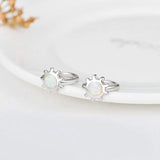 925 Sterling Silver White Opal Sunflower Hoop Earrings Jewelry for Women Teens Girls