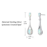 Sterling Silver White Opal Drop Earrings  Cubic Zirconia  Fire Opal Fine Jewelry for Women