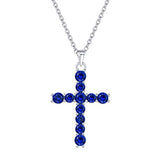 Blue Red Corundum Green Spinel Cross Pendant Necklace