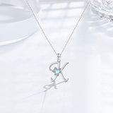 Initial Necklaces 925 Sterling Silver Moonstone Necklace with Lotus Letters K 26 Alphabet Pendant Necklace Jewelry for Mon Women