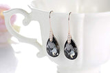 Black Crystal Earrings For Women, Ladies Friends Sterling Silver Hypoallergenic Drop Earring Jewelry