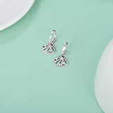 Sterling Silver Seashell Hoop Earrings with Swarovski Crystal, Jewelry Collection for Women Girls