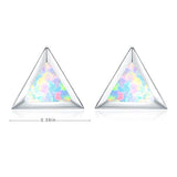 Opal Triangle Stud Earrings, Sterling Silver Triangle Earrings For Women