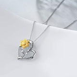 Sunflower Sterling Silver Flower Choker Necklace Jewelry for Women Birthday Gifts