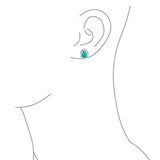 Teardrop Pear Shaped Blue Stabilized Turquoise Bezel Set Stud Earrings For Women 925 Sterling Silver