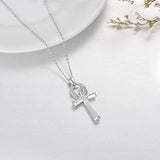 Ankh Necklace 925 Sterling Silver Cross Pendant Jewelry Gifts for Women