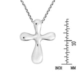 Mini Classic Puffy Cross 925 Sterling Silver Pendant Necklace