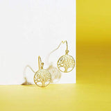 Gold Plated  Tree of Life Dangle Earrings Minimalist Jewelry Gifts for Women Mom Lover Family with Gorgeous Jewelry Box