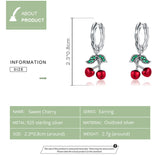 925 Sterling Silver Fresh Cherry Stud Earrings Precious Jewelry For Women