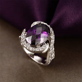 S925 Sterling Silver Natural Amethyst Fashion Ring Jewelry Wholesale