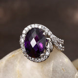  Silver Natural Amethyst Fashion Ring 