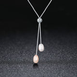 S925 Sterling Silver Elegant Declaration Pendant Necklace White Gold Plated Freshwater Pearl Necklace