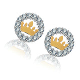 Gold Crown Crystal Zircon Earrings S925 Sterling Silver European and American Earrings Temperament Earrings