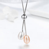 S925 Sterling Silver Elegant Declaration Pendant Necklace White Gold Plated Freshwater Pearl Necklace