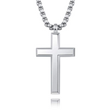 Cool Cross Pendant Necklace Classic High Polish Sterling Silver Shiny Cross Pendant Long Necklace for Men/Women