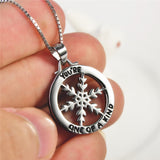 Snowflake circle lettering necklace cute girl sterling silver necklace