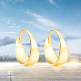 18K Gold New Bright Curved Hoop Earrings Ins Wind Personality European And American Earrings Fashion Female Earrings