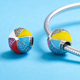 S925 sterling silver oxidized Epoxy zircon color ball charms