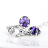 S925 Little Gemstone Cubic Zirconia Silver Earrings Purple Stone Earrings