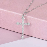 Cool Cross Pendant Necklace Classic High Polish Sterling Silver Shiny Cross Pendant Long Necklace for Men/Women