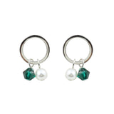 Korean Version Of Beads Fashion Emerald Sterling Silver Circle Earrings 925 Fashion Jewelry