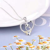 Owl Necklace 925 Sterling Silver Cute Animal CZ Heart Pendant Jewelry Gift for Women Girls