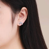 S925 Sterling Silver Rainbow Stud Earrings for Girls Women