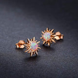 Sun Earrings Opal Earrings 925 Sterling Silver 18K Plated Rose Gold Sun Stud Earrings for Women