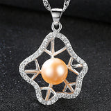 Petal Freshwater Pearl cubic Zircon Pendant Fashion Romantic necklace