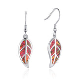  Silver Leaf Dangle Drop Earrings Created Opal Drop  Earrings