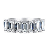 Rhodium Plated Sterling Silver 7-Stone Anniversary Wedding Half Eternity Band Ring Made with Swarovski Zirconia Emerald Cut