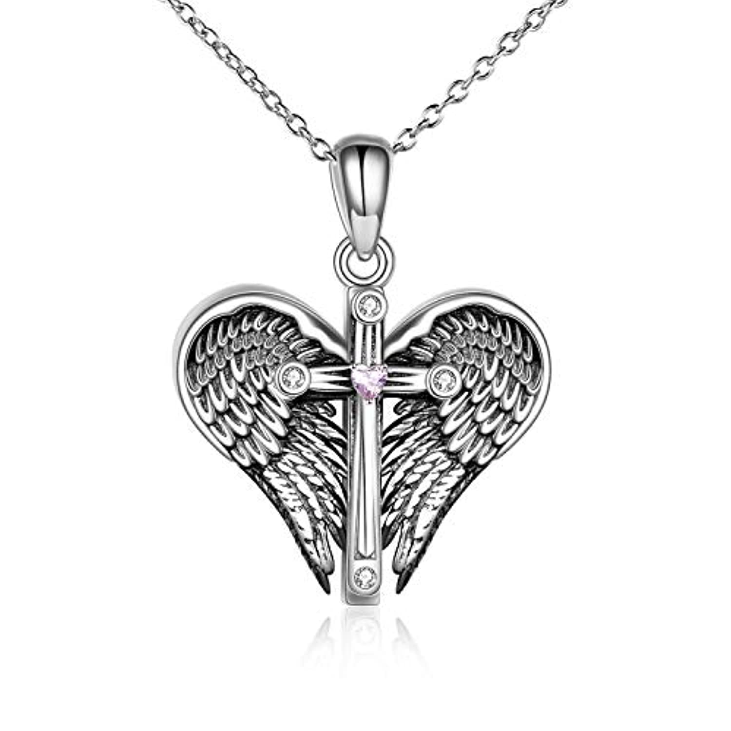 Guardian Angel Wings Necklace Sterling Silver God in My Heart Keepsake