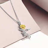 Rose Necklace Sterling Silver Rose Flower Pendant Necklace Gifts for Women Girls