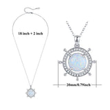 Opal Rudder Necklace for Women,925 Sterling Silver Love Ferris Wheel Pendant Jewelery, Great Gift for Women