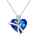 Silver Blue Heart Rose Flower Necklaces 