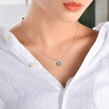 Dolphin Necklace 925 Sterling Silver Dolphin Jewelry Blue Crystals Circle Pendant Necklace for Women(Dolphin Necklace)