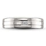 14k White Gold Baguette Diamond Men's Comfort Fit Wedding Band Ring