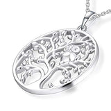 Silver Owl Tree of Life Pendant Necklace