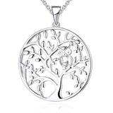 925 Sterling Silver Owl Tree of Life Pendant Necklace